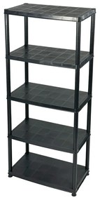 Fekete műanyag polcos tároló állvány 71x170 cm – Addis