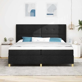 Box Spring ágy matracmal fejtámlával Fekete 200 x 200 cm szövet