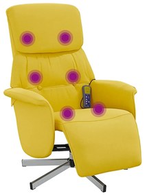 Citromsárga szövet dönthető masszázsfotel lábtartóval