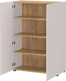 Krémszínű szekrény tölgyfa dekorral 74x105x33 cm Alviano – Germania