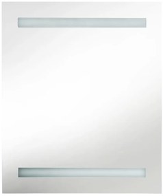 tölgyszínű LED-es tükrös fürdőszobaszekrény 50 x 14 x 60 cm