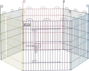 PawHut Kölyökkutya Játékkerítés, 6 Darab 60 cm-es Kölyökkutya Kerítés, DIY Játékkerítés, Kertkapuval, Fémből, Többszínű | Aosom