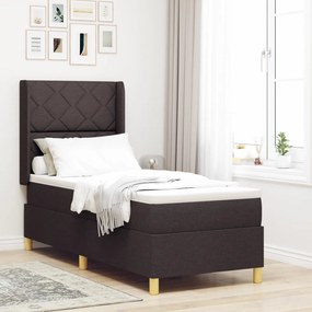 Boxspring Ágy Mattal & LED Sötétbarna 80x200 cm Szövet