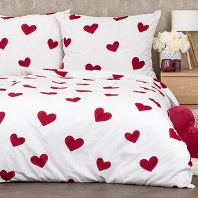 4Home Red Hearts pamut ágyneműhuzat, 160 x 200 cm, 70 x 80 cm, 160 x 200 cm, 70 x 80 cm