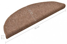 15 db barna lépcsőszőnyeg 56 x 17 x 3 cm
