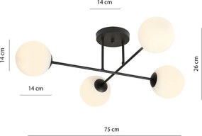 Emibig modern mennyezeti lámpa roma fehér fekete emi1232/4