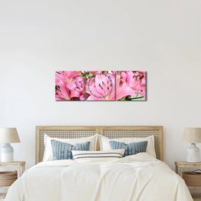 Kép - Rózsaszín liliomok (órával) (90x30 cm)