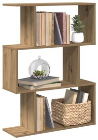 3 szintes kézműves tölgy fa elválasztó könyvespolc 70x24x97 cm