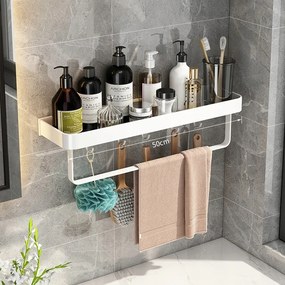 Fürdőszobai Polc fehér, akasztós, öntapadós 60cm