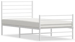 fehér fém ágykeret fej- és lábtámlával 100x200 cm