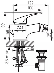 Ferro BASIC Bidé csaptelep - automata leeresztőszeleppel