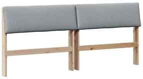 Kárpitozott fejtámla Világosszürke 200 cm Tömör fenyőfa