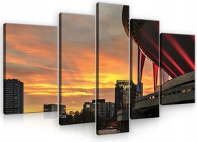 Vászonkép 170x100 Városi naplemente poliptichon építészet panoráma energia