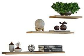 Shannan Tobi 3P fali lebegőpolc (3db), 60x1.8x15 cm, tölgy