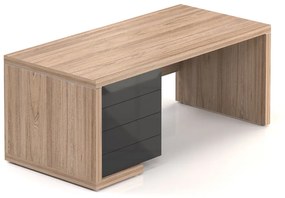 Lineart asztal 180 x 85 cm + bal konténer, világos szil / antracit