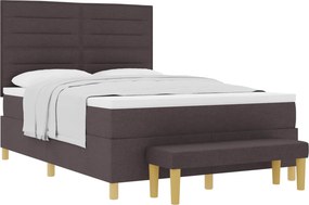 vidaXL Boxrugós ágy matracmal sötétbarna 140 x 200 cm szövet