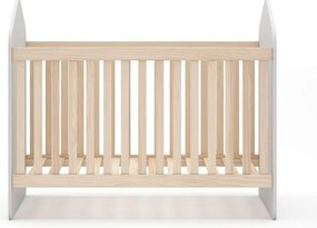 Fehér-natúr színű babaágy borovi fenyő dekorral 60x120 cm Estefania – Marckeric