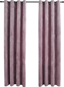 vidaXL 2 db rózsaszín bársony sötétítőfüggöny gyűrűkkel 140 x 245 cm