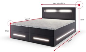 MINOR kárpitozott boxspring ágy + topper, 140x200, soft 29