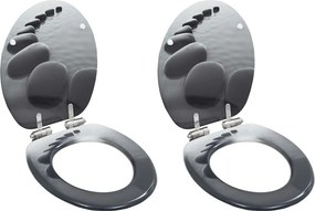 vidaXL 2 db kőmintás MDF WC-ülőke lassan csukódó fedéllel