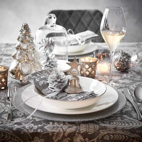 SILVER FOREST üveg fenyőfa ezüst 19cm