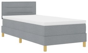 Box Spring ágy matraccal és LED világítással, világosszürke, 100x200 cm, szövet