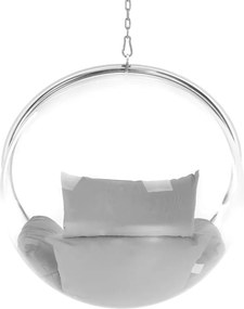 Függő fotel, átlátszó/ezüst/szürke, BUBBLE NEW TYP 1