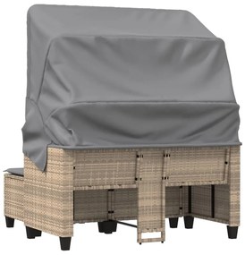 2 személyes bézs polyrattan kerti kanapé baldachinnal/székkel