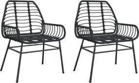vidaXL 2 db fekete polyrattan kerti szék