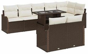vidaXL Kerti Kanapé Szett párnával párnával 9 pcs Barna Poly Rattan