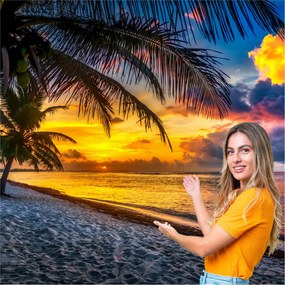 Fotótapéta Nappali Hálószoba Tengerpart Nap Pálmafák 588x280 PMSP07W