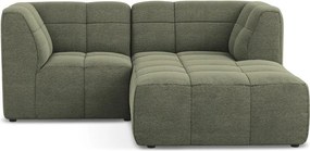 Zöld buklé sarokkanapé (jobb oldali-heverő résszel) Aloha – Makamii