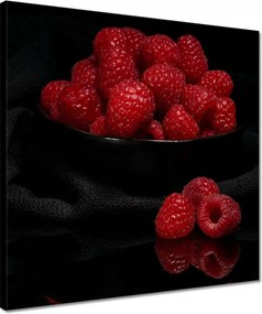 Vászonkép 40x40 Érett málna egy tálban