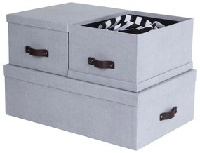 Világosszürke fedeles karton tárolódoboz szett 3 db-os 31x47x15 cm Inge – Bigso Box of Sweden