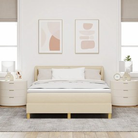 Boxspring Ágy Matraccal - Krém, 140x190 cm, Szövet