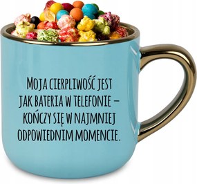 Bögre Elegant XXL Kék 400ml Kerámia Ajándék Akkumulátor Türelem