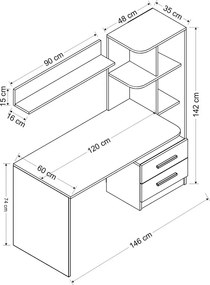Alaska White and Black íróasztal