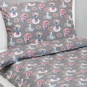 Bellatex Gyermek pamut ágynemét Junior Unicorn,hattyú szürke, 140 x 200 cm, 70 x 90 cm
