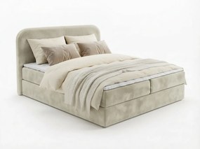 Kárpitozott boxspring ágy FORENA 160x200 cm krém színű Matrac: Bonell rugós matrac