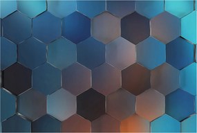 Fotótapéta Flizelin Hálószoba Fal Kék hexagonok 104x70