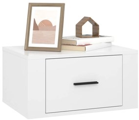 Magasfényű fehér falra szerelhető éjjeliszekrény 50x36x25 cm