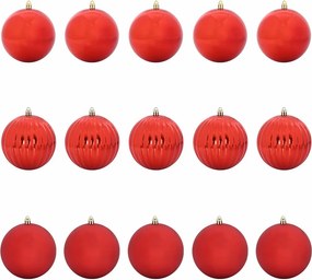 vidaXL Karácsonyi Díszletes XL 15 pcs Piros Műanyag