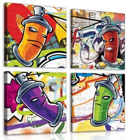 Vászonkép 4 darabos, Graffiti 50x50 cm méretben