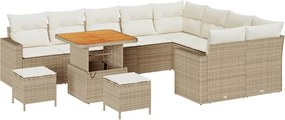 vidaXL Kerti Kanapé Szett 12 pcs Bézs polirattan