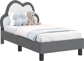 vidaXL Gyerekágy keret fejtámlával Világosszürke 70 x 140 cm PU