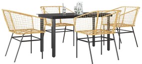 vidaXL 5 észes barna polyrattan üveg kerti étkezőgarnitúra