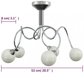 mennyezeti lámpa kerek üvegburákkal 5 db G9 LED-lámpához