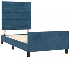 sötétkék bársony ágykeret matrac nélkül 80 x 200 cm