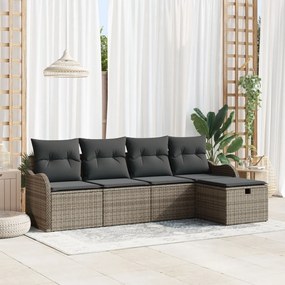 Kerti Kanapé Szett 5 pcs Szürke 231 x 117 x 85 cm Poli rattan