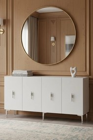 Komód, fehér-ezüst, 125 cm